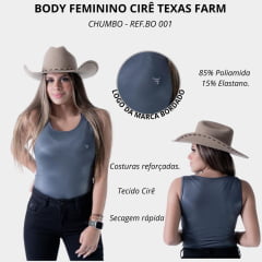 Body Feminino Texas Farm Cirê Sem Manga - Ref. BO001 - Escolha a cor