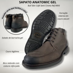 Sapato Anatomic Gel Bull Skin Café Semi Cromo Ref.9093