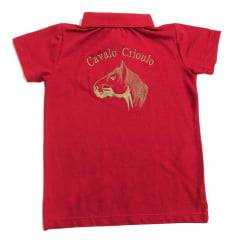 Camiseta Polo Infantil Cavalo Crioulo Colbeck Vermelha