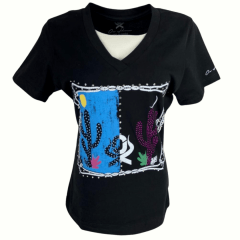 Camiseta Feminina Ox Horns T Shirt Strass Preto - Ref.: 6200