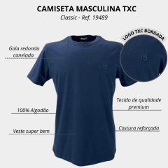 Camiseta Masculina TXC Classic Bordada Ref.19489 - Escolha a cor