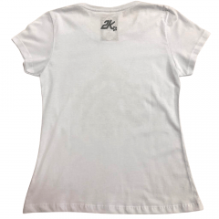 Camiseta Country Feminina 2K Jeans Branca Com Rosas