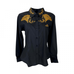 Camisa Feminina Radade Preta Bordada - Ref: ML AM HORSES