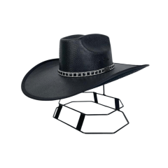 Chapéu Country Mundial Dakota Preto Branco Strass Aba 12