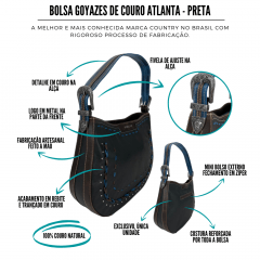 Bolsa Goyazes de Couro Atlanta Preta - Ref. B-2201