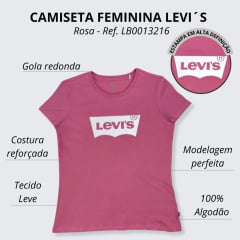 Camiseta Feminina Levi´s Rosa Logo Branca - Ref. LB0013216