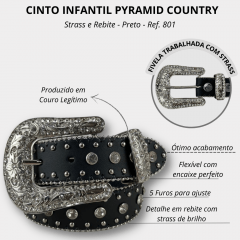 Cinto Infantil Pyramid Country Preto Com Strass - Ref. 801