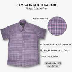 Camisa Infantil Xadrez Radade Manga Curta - Escolha a cor