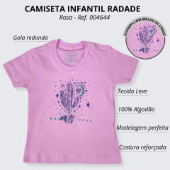 Camiseta Infantil Radade Rosa Claro Manga Curta Ref. 004644