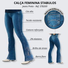Calça Feminina Buphallos Jeans Brilho de Strass Ref. BPL642