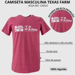 Camiseta Masculina Texas Farm Manga Curta Rosa Ref. CM325