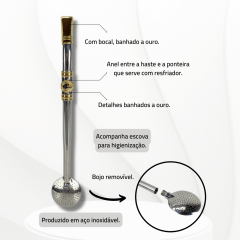 Bomba de Chimarrão Grande Bortonaggio 24 cm - Ref. DAP252CA