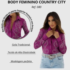 Body Feminino Country City Brenda Roxo Colarinho Ref:080 - Escolha a cor