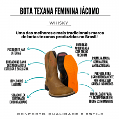 Bota Texana Feminina Jácomo Crazy Whisky - REF: 1011/UF