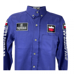 Camisa Masculina Os Vaqueiros Bordada Azul - Ref. V21-20007