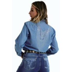 Camisa Jeans Feminina West Dust Manga Longa - Ref.CA28901