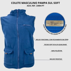Colete Masculino Pampa sul Azul soft Ref. 23004-AZ