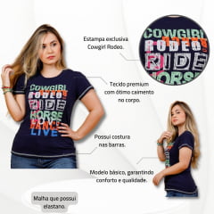 Camiseta Feminina Miss Country Azul Marinho - Ref. 0955