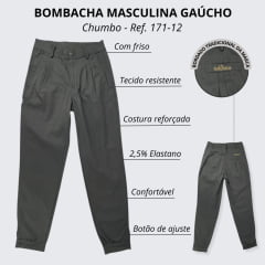 Bombacha Masculina Gaúcho Pampeiro Chumbo - Ref. 171-12