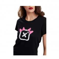 Camiseta Feminina TXC Custom Preta Estampado Ref.: 50231