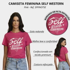 Camiseta Feminina Self Western T-Shirt Manga Curta Pink TSE
