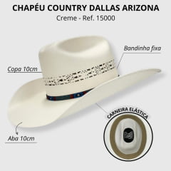 Chapéu Country Dallas Arizona Creme Masculino - Ref. 15000