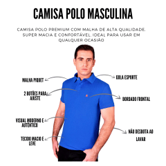 Camisa Polo Masculina BF///MS Conforto Azul Bic Ref. PB012