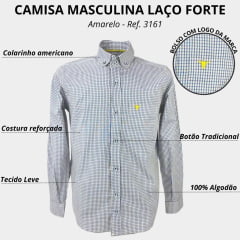 Camisa Masculina Laço Forte Manga Longa Azul/Amarelo Ref. 3161