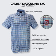 Camisa Masculina TXC Custom-X Xadrez Azul - Ref. 29039C