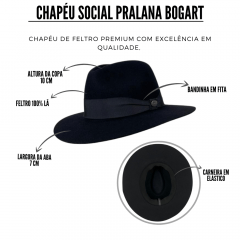 Chapéu Social Pralana Bogart Preta Aba 7 Ref: 110.12384.3360