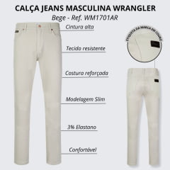 Calça Jeans Masculina Wrangler Slim Areia - Ref. WM1701AR