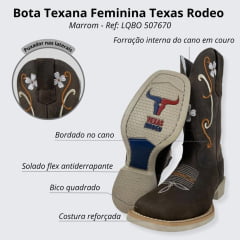 Bota Texana Feminina Texas Rodeo Café Fóssil Ref LQBO 507670