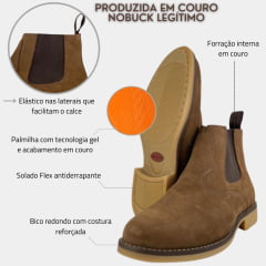Botina Masculina Garotti Laredo Couro Nobuck - Escolha a cor