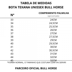 Bota Texana Feminina Bulls Horse - REF: 50006
