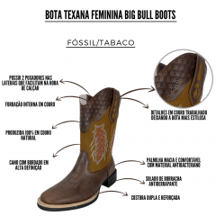 Bota Texana Feminina Big Bull Boots Fóssil Nobuk - REF: 925