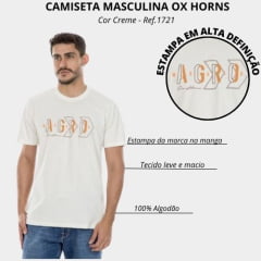 Camiseta Masculina Ox Horns Manga Curta Creme Ref: 1721