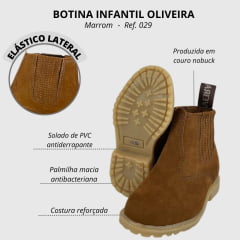 Botina Oliveira Infantil Solado PVC Marrom - Ref. 029