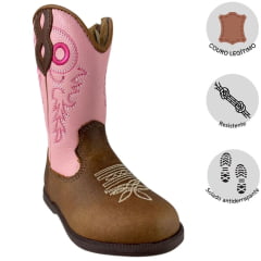 Bota Infantil Caminhos da Roça Caramelo Rosa - Ref.K126