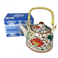 Chaleira Para Chá Teapot Cerâmica Florida Cores - Ref. 4013