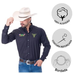 Camisa Masculina Texas Farm Manga Longa Preta Ref. CP007