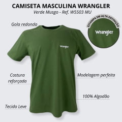 Camiseta Masculina Wrangler Básica Verde Musgo Ref WM5503 MU