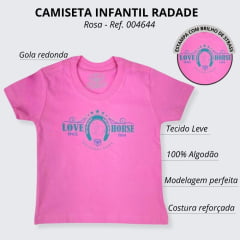 Camiseta Infantil Radade Rosa Brilho de Strass - Ref. 004644