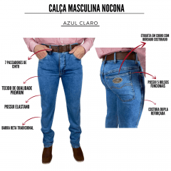 Calça Masculina Nocona Azul Claro - REF: 7010
