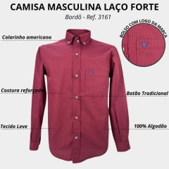 Camisa Masculina Laço Forte Manga Longa Bordô Ref. 3161