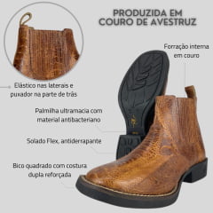 Botina Masculina Strut Couro Exótico Avestruz Ref. ST3026