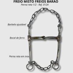 Freio Bridão Freios Barão Perna Normal Bocal 1/2 - Ref. 0124