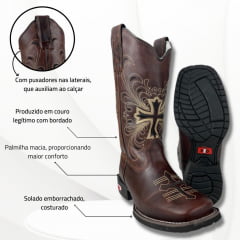 Bota Texana Feminina Red Dust Fóssil Sela - Ref.BF:05 GEL