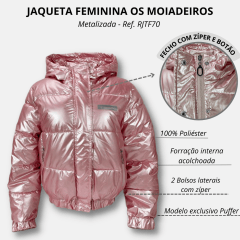 Jaqueta Feminina Os Moiadeiros Metalizada Rosa Ref. RJTF70