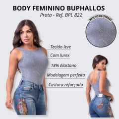 Body Feminino Buphallos Regata Azul Com Strass - Ref BPL822