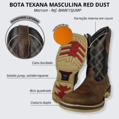Bota Texana Masculina Red Dust Grazy Marrom Ref. BAME15JUMP